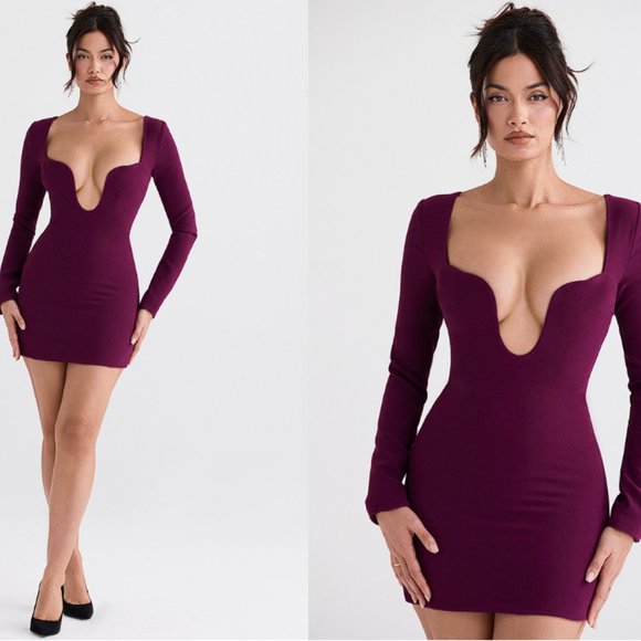 House of CB Dresses & Skirts - HOUSE OF CB 'Marcella' Merlot Plunge Corset Dress